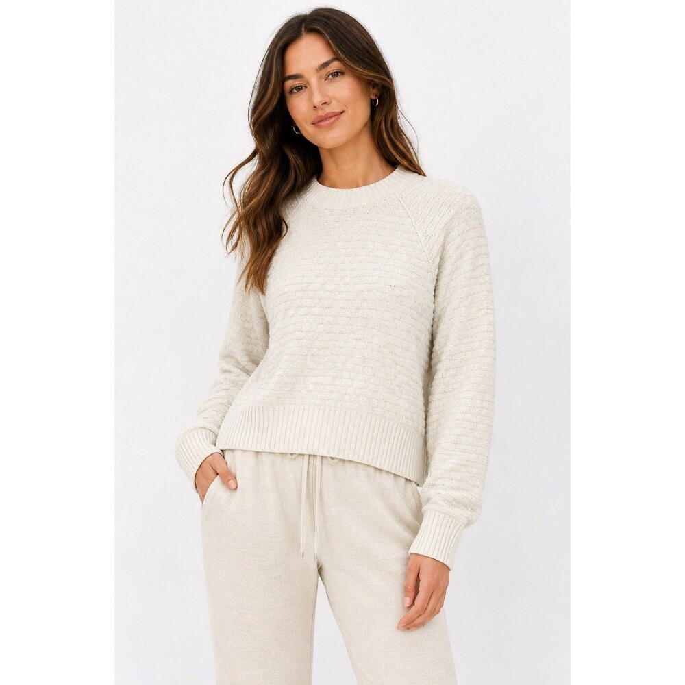 Lululemon Cashmere Texture Play Crew Sweater Ivory Cozy Minimalist Knit Casual